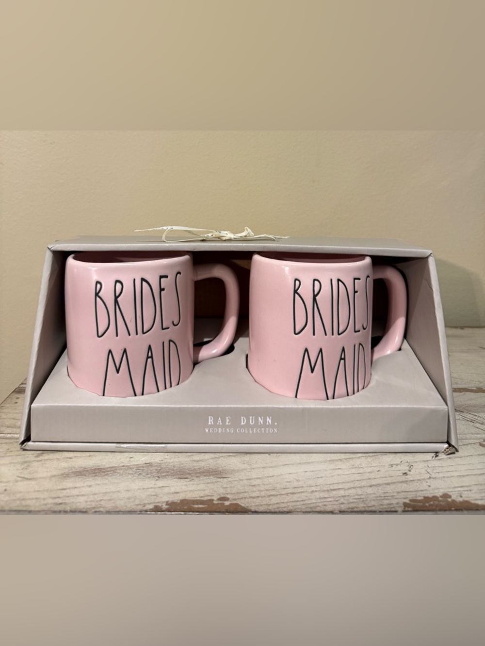Rae Dunn Pink Bridesmaid Mugs Set 2 Wedding Collection Magenta